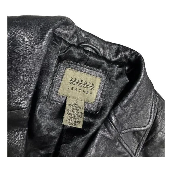 VINTAGE LEATHER John Paul Richard 90s Retro Casual Designer Jacket Womens 10 - Picture 3 of 5